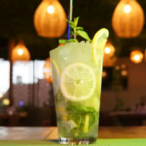 Virgin mojito with lime and mint
