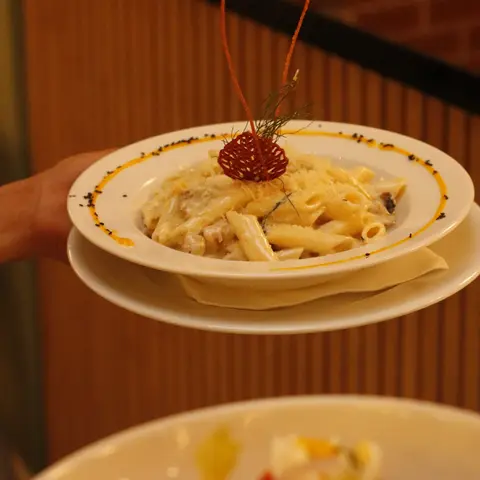 Creamy pasta served at the restaurant